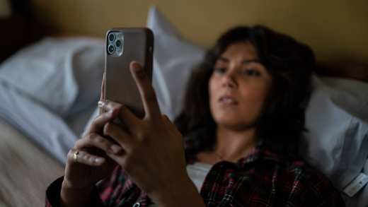 Woman looking at mobile phone