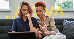couple looking at laptop