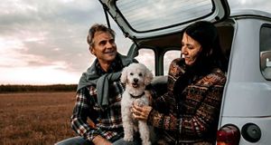 couple with dog