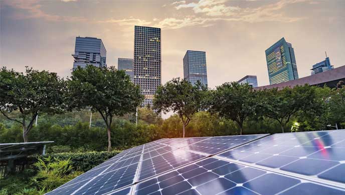 buildings with solar paneks