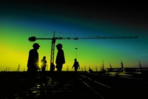 silhouette group of workers