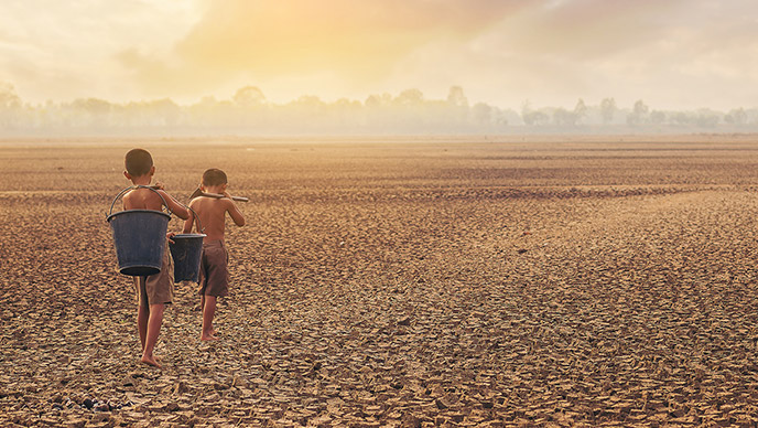 children in desert