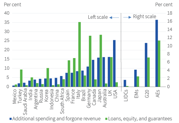 Size of fiscal support in response to COVID, % of GDP