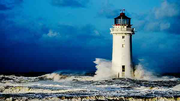 lighthouse in rough seas