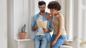 Couple looking at an important document