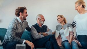 Family sitting around talking