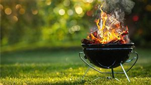 Garden BBQ with unruly fire