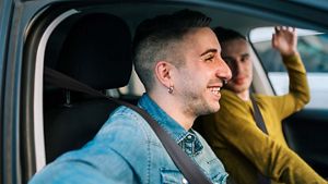 Two people in a car
