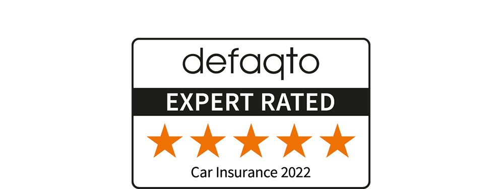 Award logo - defaqto, expert rated, 5 star, car insurance 2022