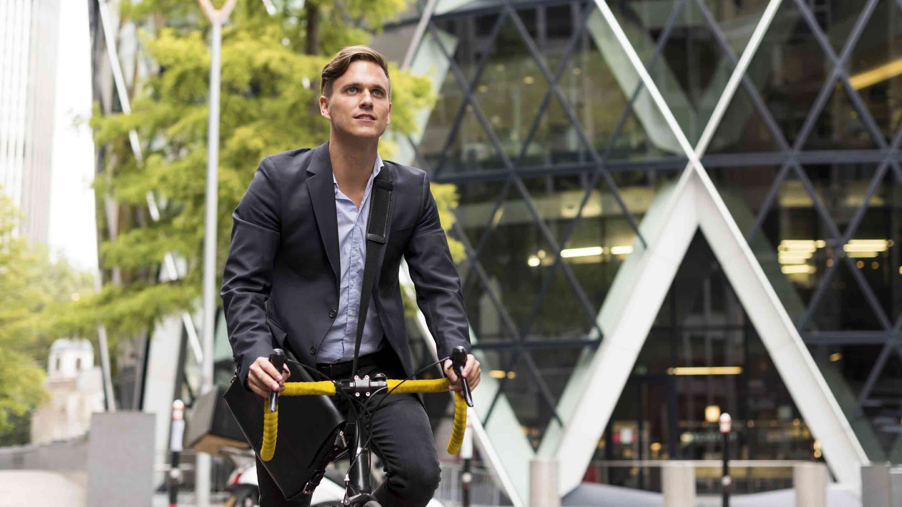 Businessman on bike in London