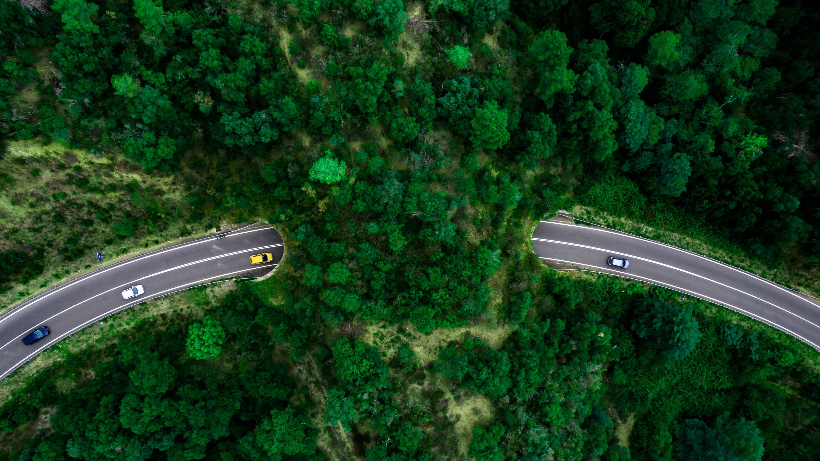 overhead view of cars on a motorway
