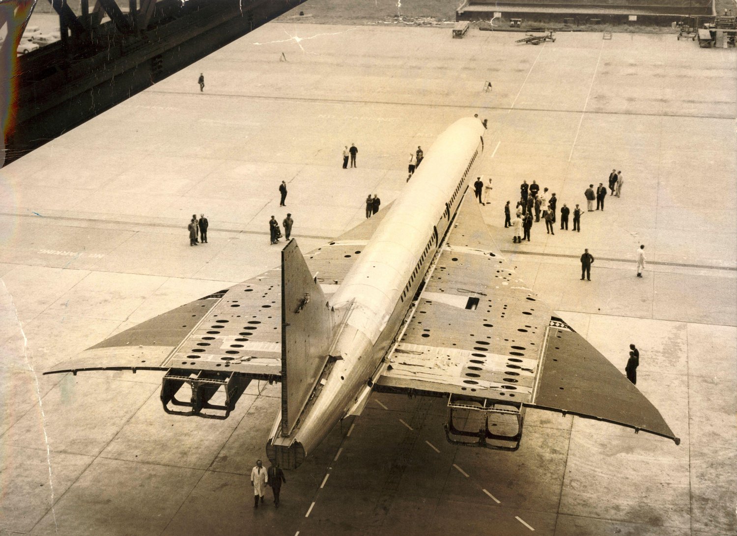 Picture from the rear of a Concorde plane frame