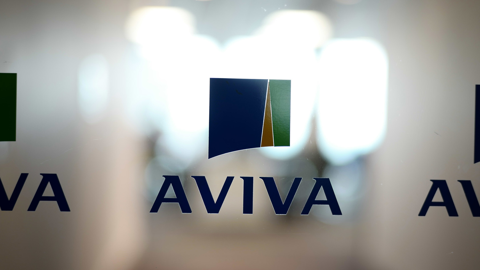 Aviva logo on frosted glass