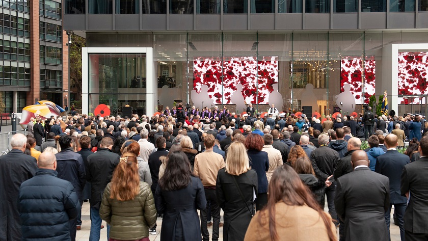 Image of people watching Aviva's Remembrance service in London