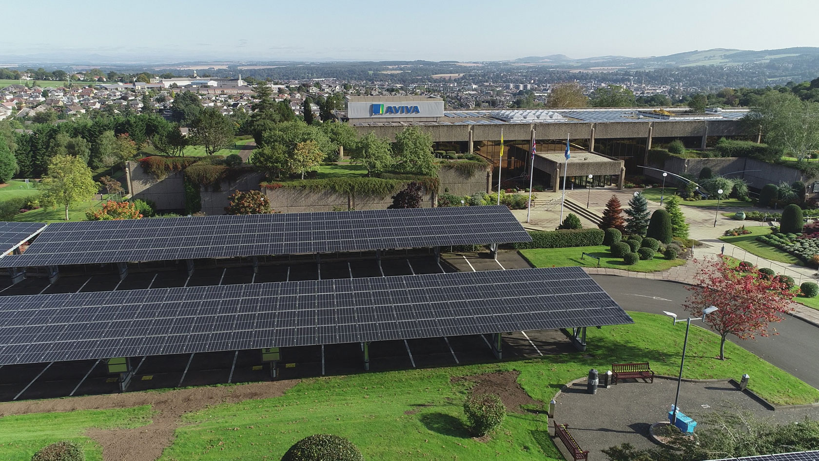 Aviva's solar carport array at our Perth office