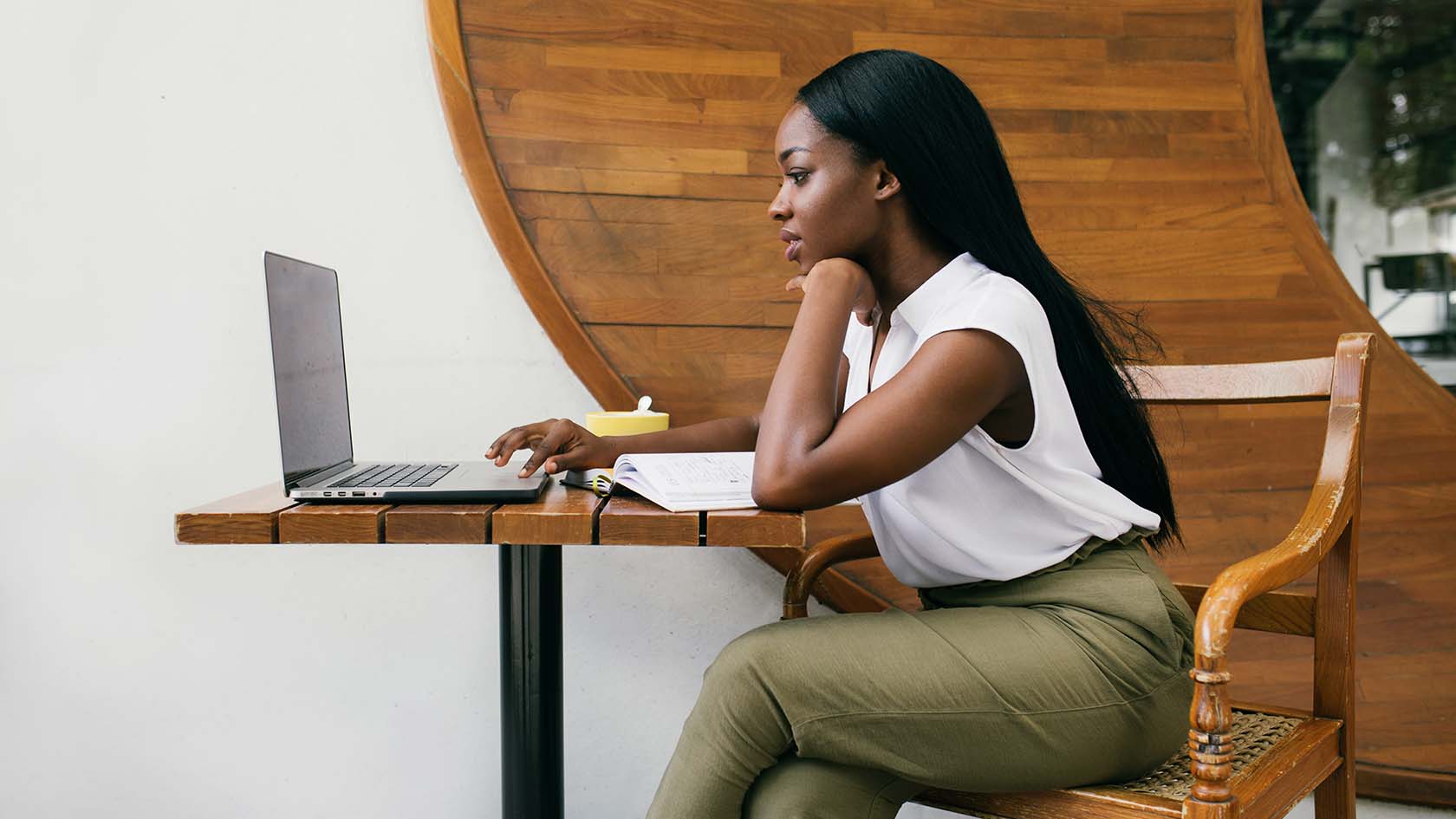 Young woman working on laptop