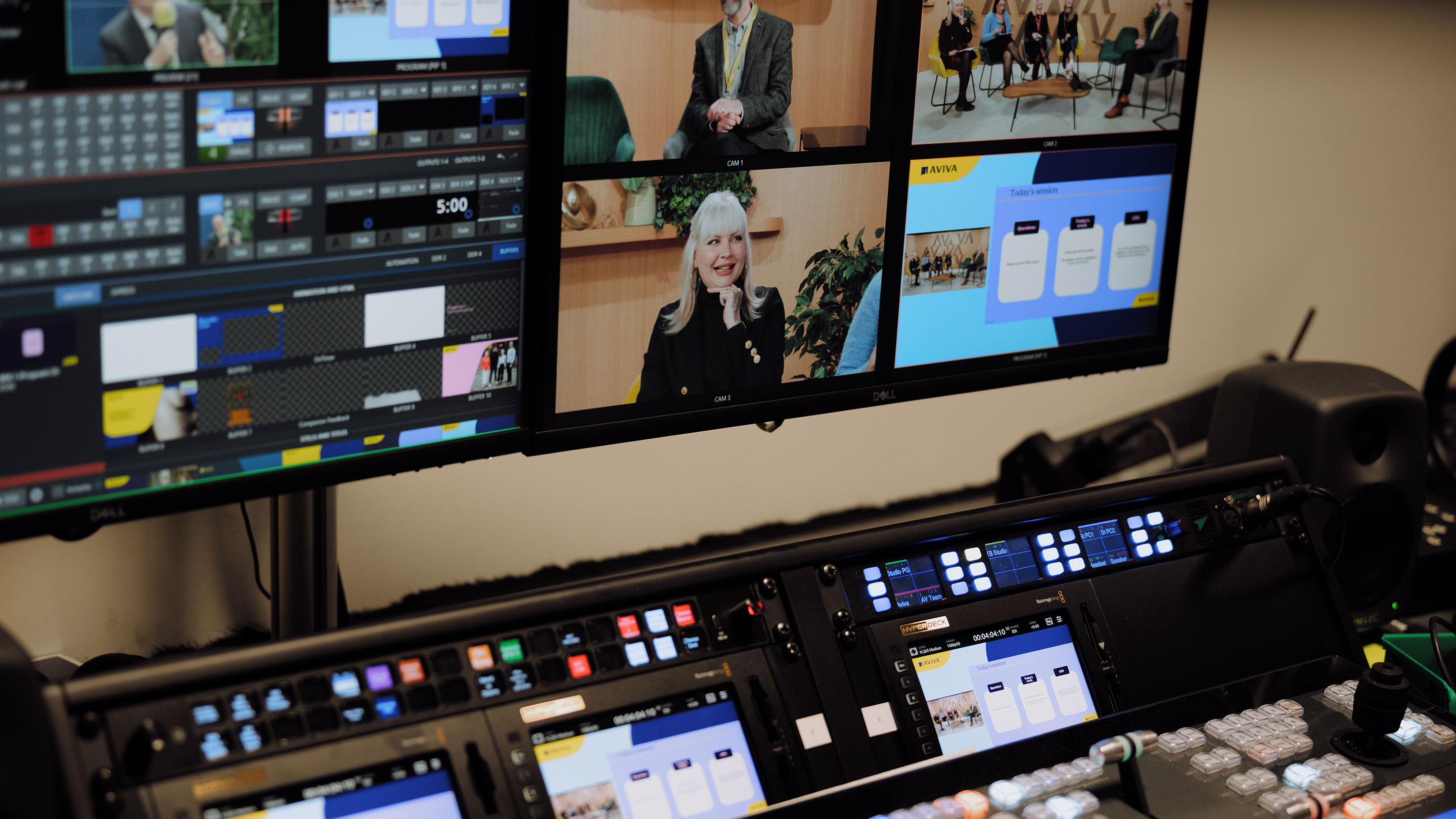 Aviva colleague recording a podcast in our London office