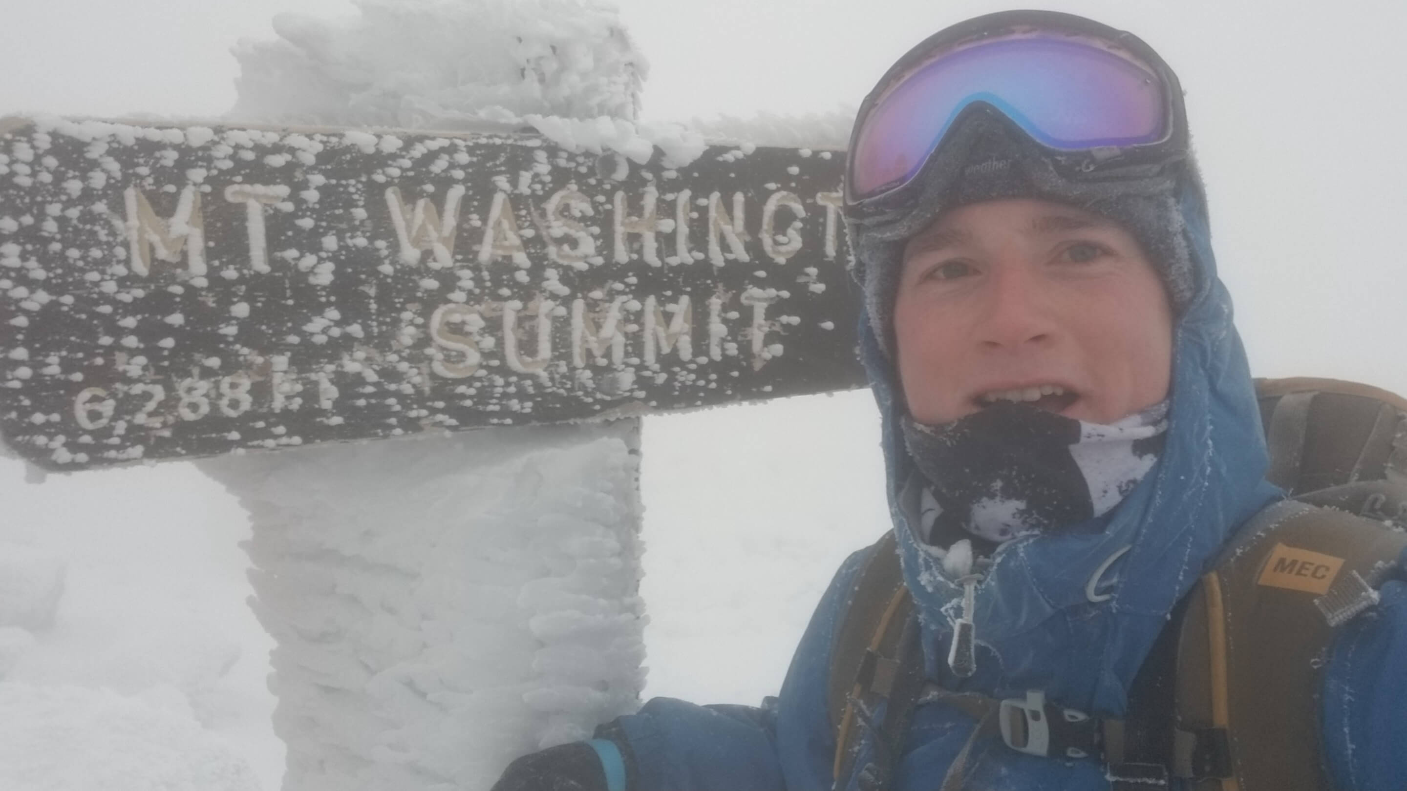 Matt hiking, Mount Washington, winter 2018