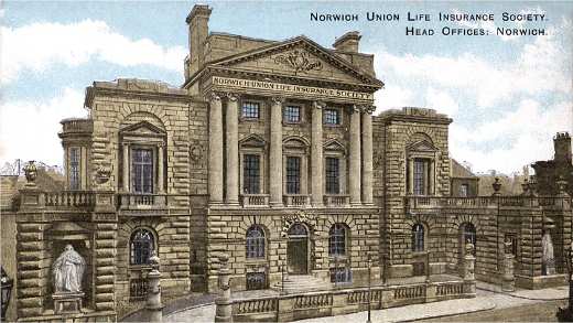 Norwich Union postcard featuring Surrey House, c. 1915