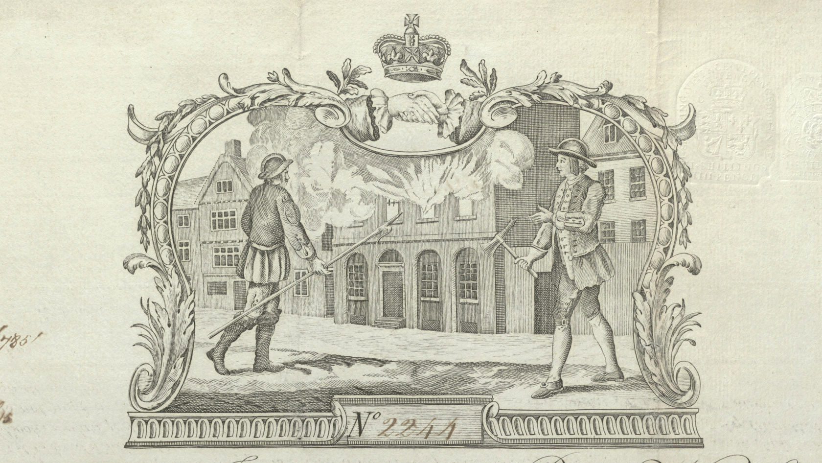 Hand in Hand Fire Office policy header, 1779