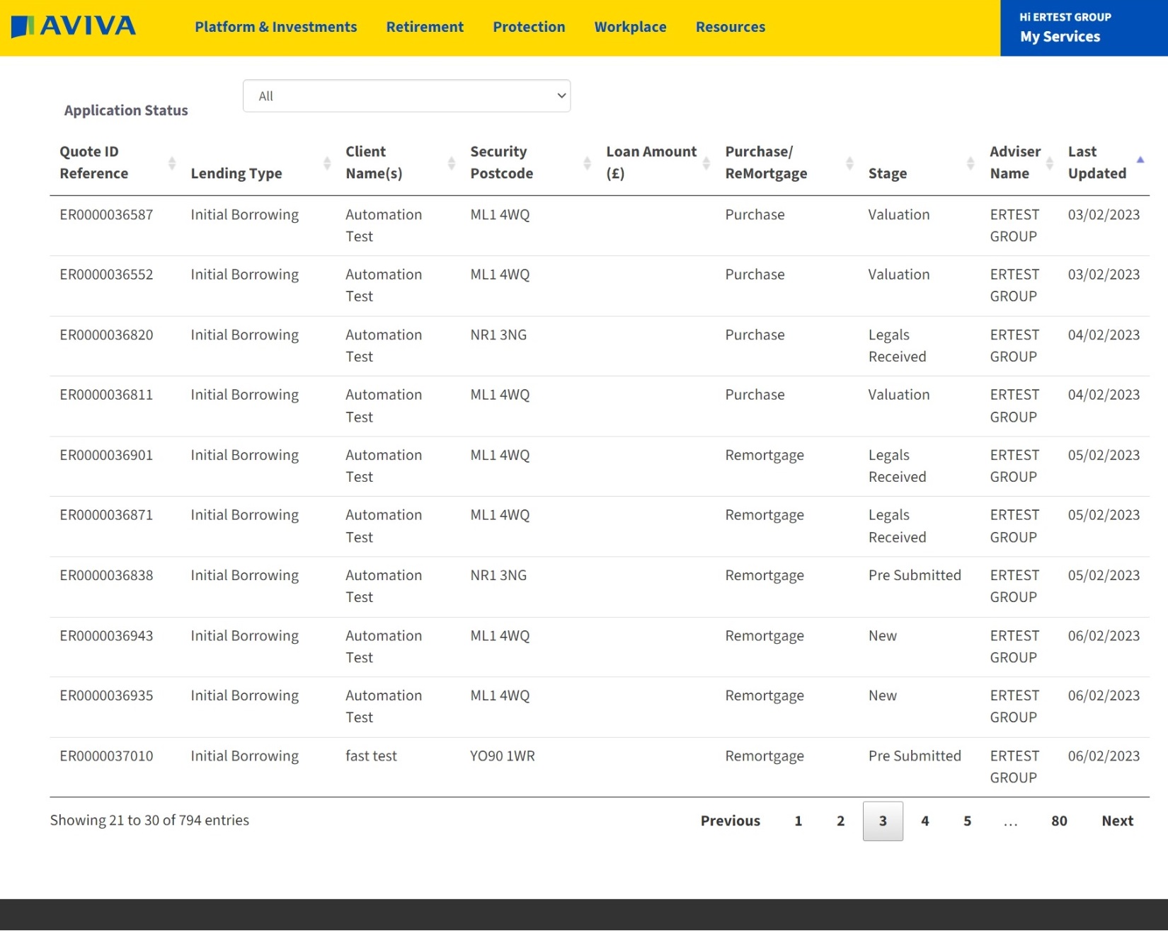 ER tracking screenshot