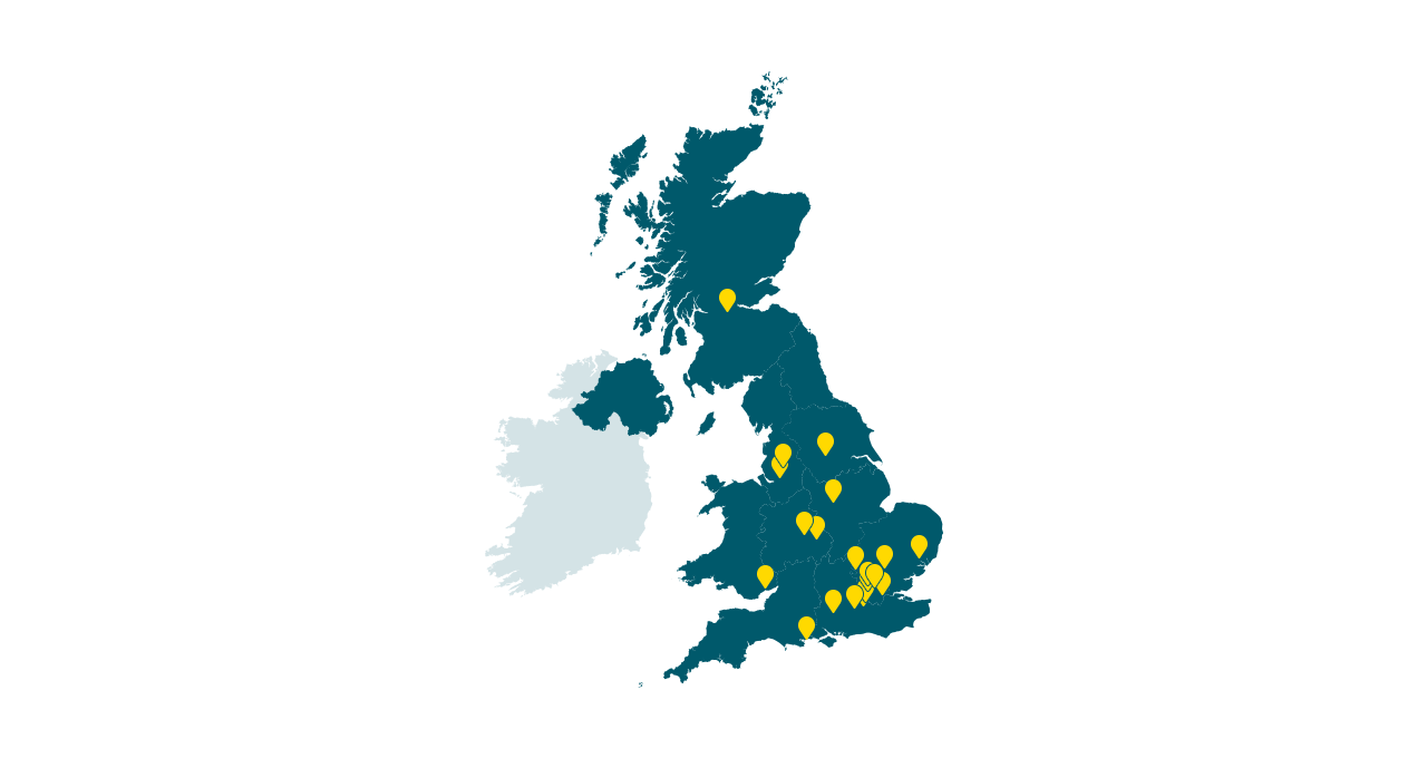 UK Map to show where our Solus repair centres are based.