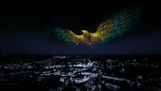 Bird made of LED lights