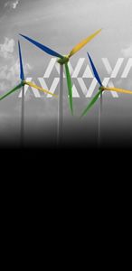 Wind turbines in the colours of Aviva Investors