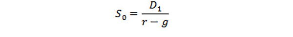 equation - S0=D1 divided by R -G