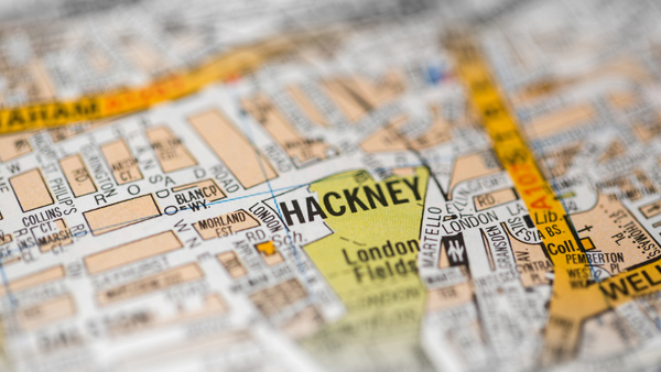 map showing Hackney