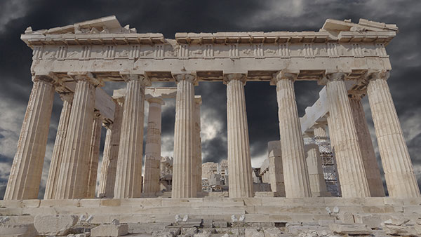 storm over the parthenon