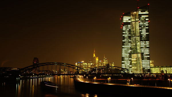 ECB headquarters at night