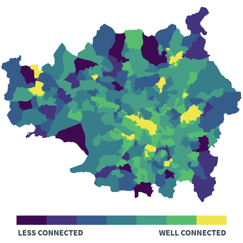 Connectivity via postcode grids