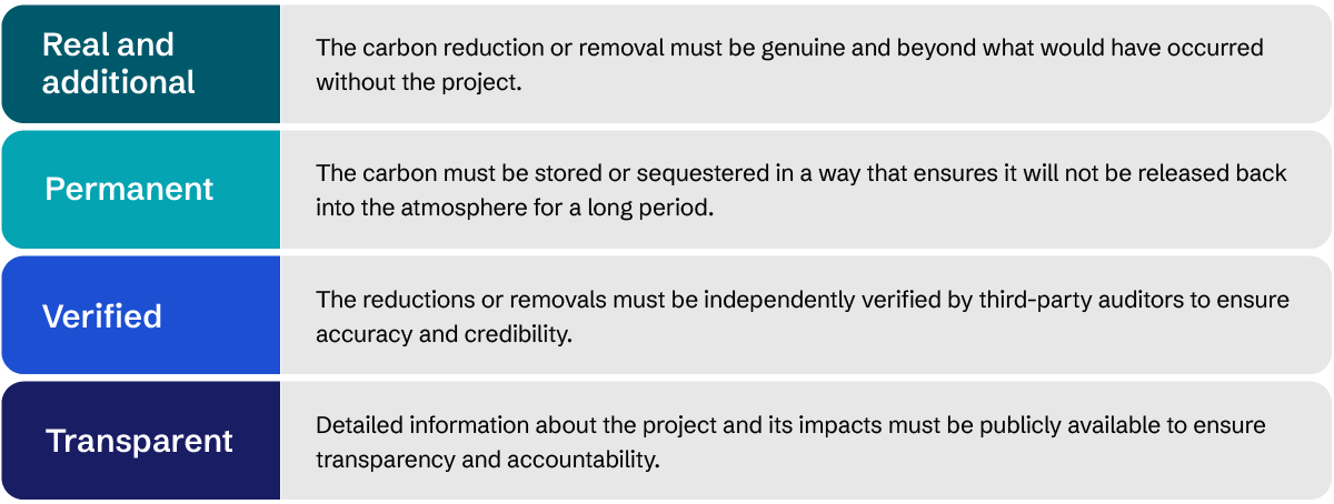 Characteristics of high-integrity carbon removal credits