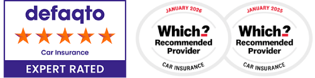 Awards: Defaqto 5 Star expert rated car insurance and Which? recommended provider for car insurance