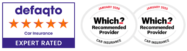 Awards: Defaqto 5 Star expert rated car insurance and Which? recommended provider for car insurance
