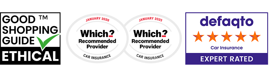 Good shopping guide ethical / which car insurance 2025 and 2026 / defaqto car insurance logo