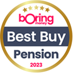 Award logo: Boring Money Best Buy for pensions