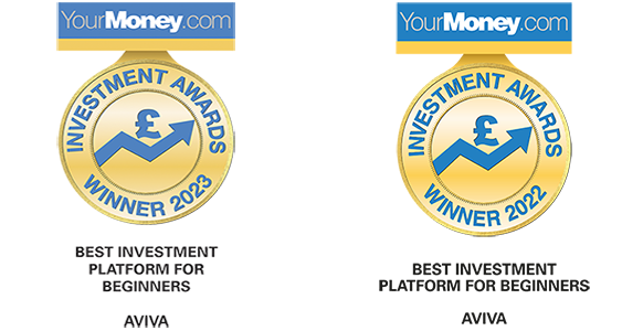 Awards logos: YourMoney.com - Investment Awards winner of Best Investment Platform For Beginners and Best Investment ISA For Large Portfolio