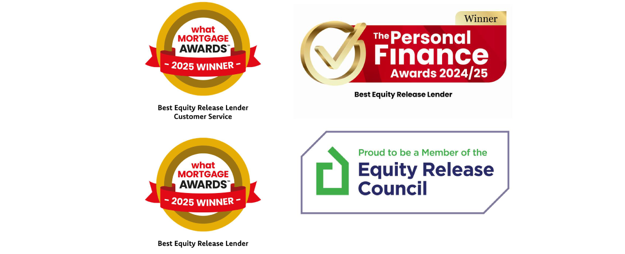 What Mortgage Awards 2025 winner of Best Equity Release Lender Customer Service and Best Equity Release Lender. Winner of The Personal Finance Awards 2024/2025 Best Equity Release Lender. Proud to be a Member of the Equity Release Council.