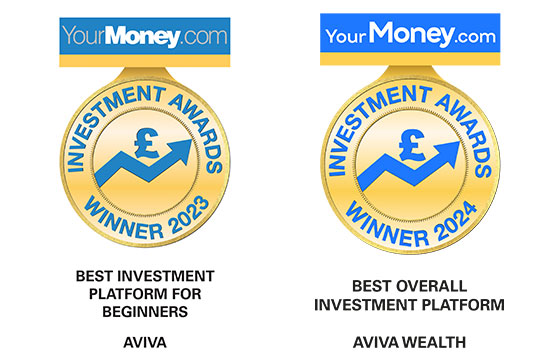 Award logo: YourMoney.com Investment Awards winner - Bes investment platform for beginners 2023 - Best overall investment platform 2024