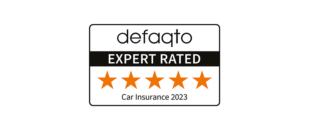 Award logo - defaqto, expert rated, 5 star, car insurance 2023