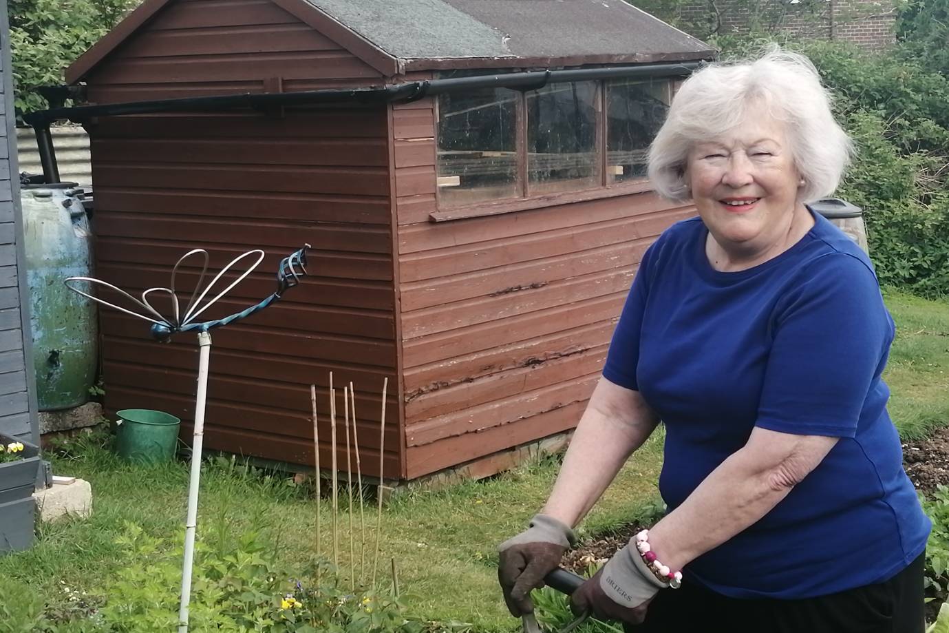 Pat Bloor in her allotment