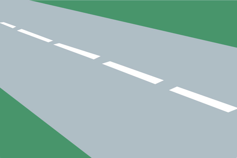 road markings – single longer broken white lines, with shorter gaps between the lines – Aviva Ireland