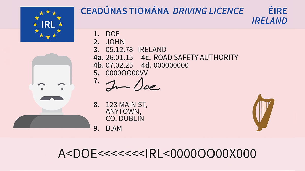 Renew drivers licence Ireland – image of card drivers licence