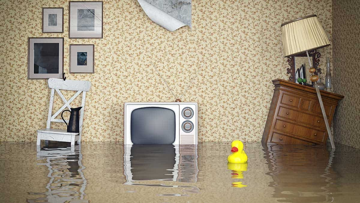 Sitting room flooded in renters home