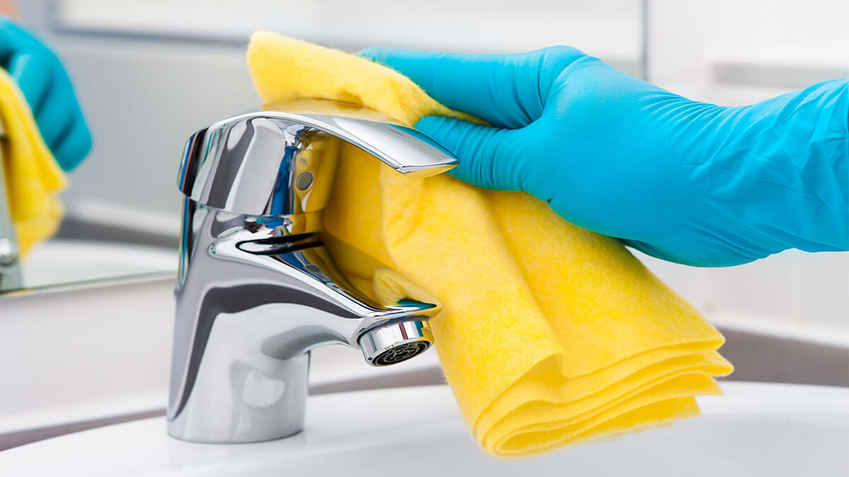 Scrubbing clean the water handle