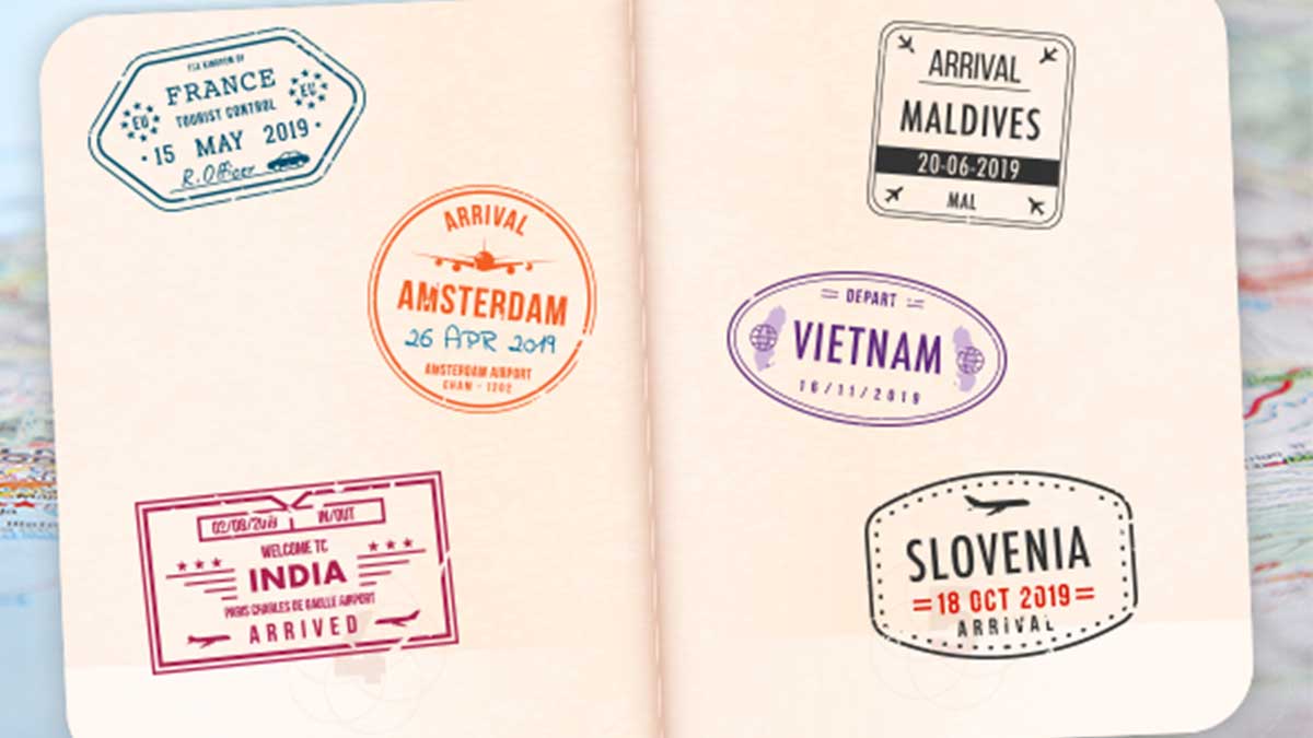Travel Insurance - passport with stamps