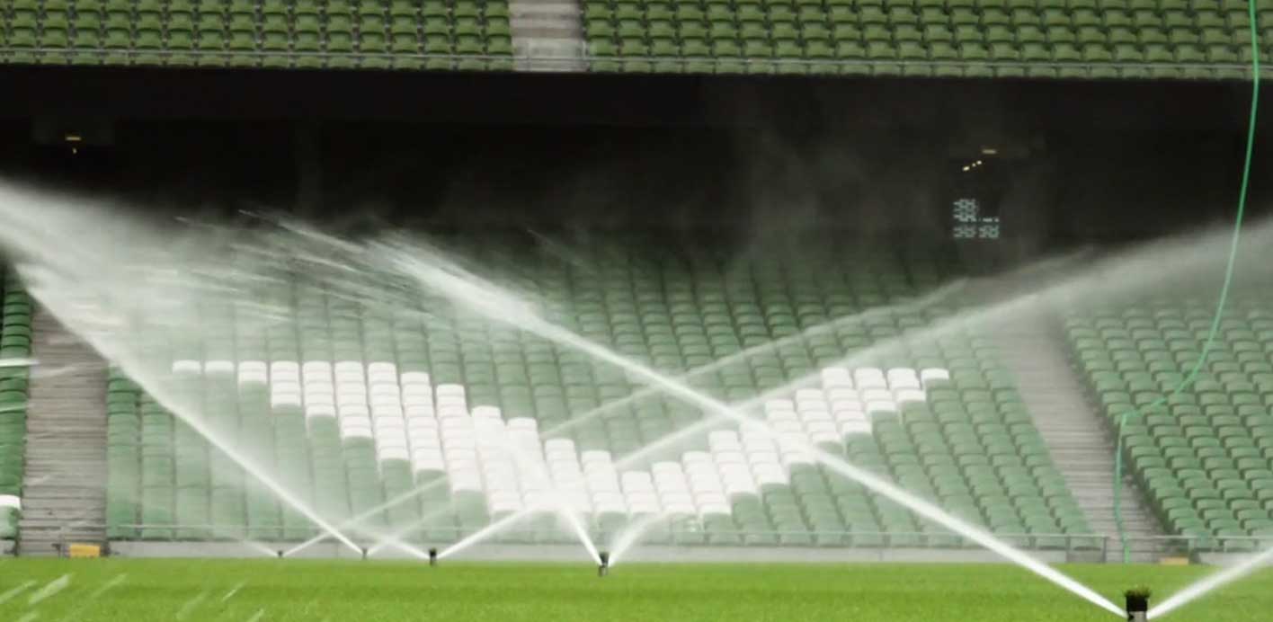 Sprinklers on at the Aviva Stadium